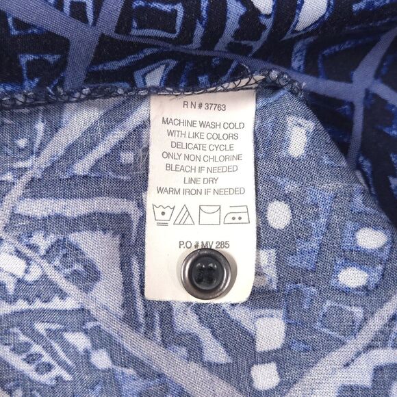 VTG Blue Geometric Hawaiian Shirt Mens Lg SOFT Natural Issue Short Sleeve Button - Picture 14 of 16